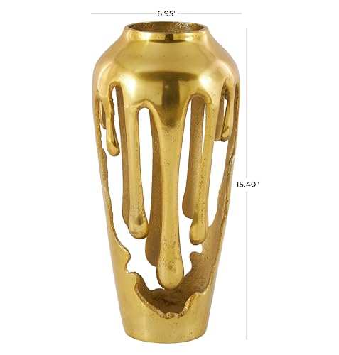Image of Deco 79 Aluminum Metal Abstract Vase, Vase 7 inch x 7 inch x 15 inch, Gold