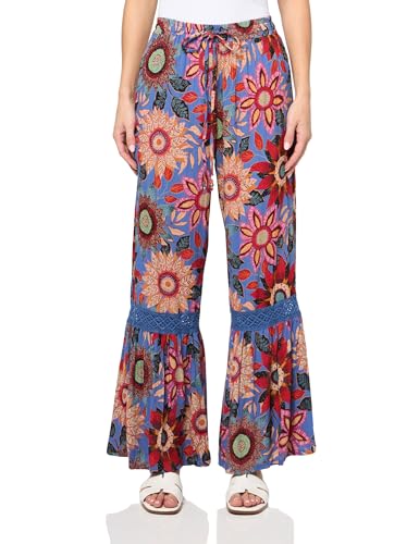 Angie Women's Crochet Trim Flare Leg Pant with Tie Waist