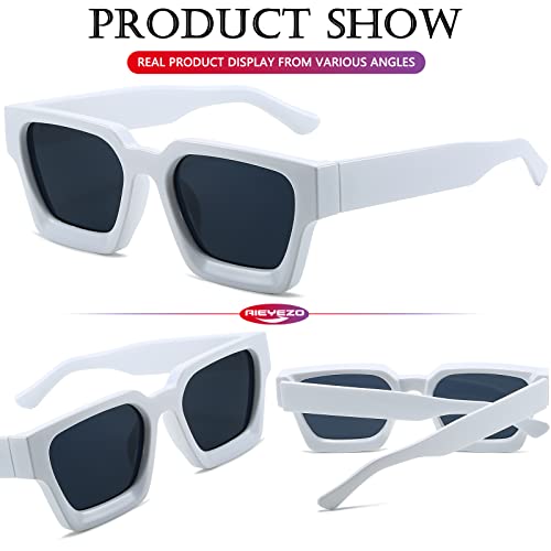 Image of AIEYEZO Square Sunglasses for Women Men Square Thick Frame Sun Glasses Simple Designer Style Shades