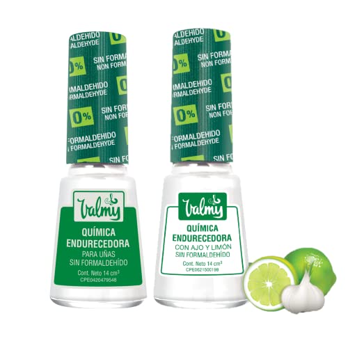 Valmy Química Endurecedora de Uñas con Ajo y Limón, Libre de Formaldehido, Tratamiento Esmalte Blanqueador y Endurecedor - (2 Unid, 14 ml c/u) Cover