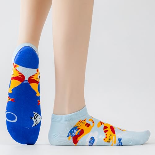 Image of 2 Pairs Funny Cartoon Animal Print Cotton Ankle Socks for Women Teens