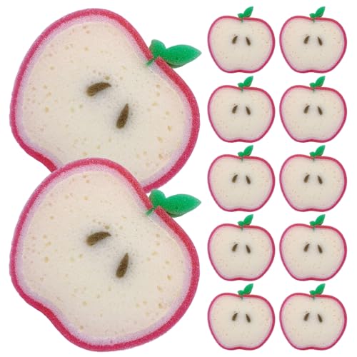 TOYANDONA 12 Pièces Éponge de Nettoyage de Pomme 3D Mignonne Cuisine et Salle de Bain, Éponge Épaisse en Matériau Solide Rinçage Rapide
