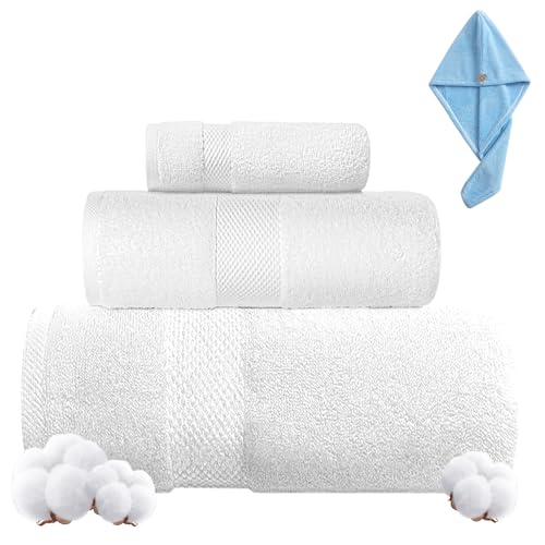 Consejos y comparativas para Comprar Juegos toallas baño completos los 7 más buscados. 37 AEGTVA Juego de Toallas de Baño - 4 Piezas 100% algodón- Felpa Supersuave - 1 Toallas de baño - 1 Toallas de Mano - 1 toallitas - 1 Toalla de Microfibra(Blanco