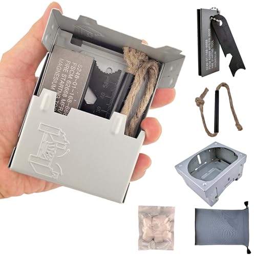 Survival Fire Starter Kit - Ferro Rod & Magnesium Fire Starter Compact Stove with Flint and Steel to Firestarter Fireplace Pit for Outdoor Camping Bushcraft Hiking Emergency Gadgets