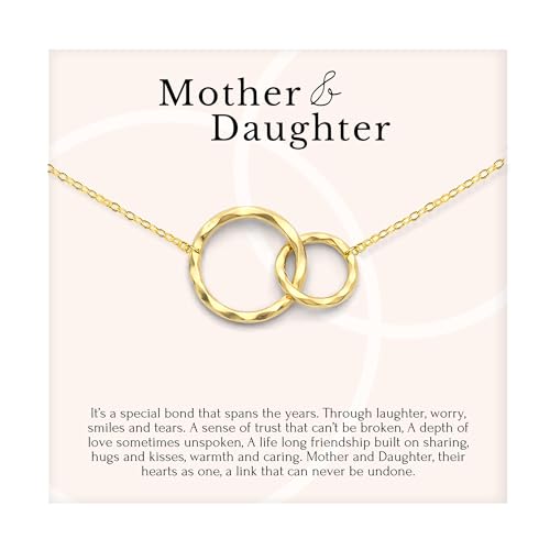 HOPE LOVE SHINE Mother and Daughter Necklace Set, Sterling Silver Interlocking Circles