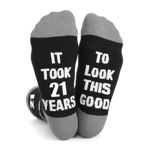 Bibalabili Men Fun Crews Socks for 21st Birthday Gifts for Men Funny Black Crew Cotton...