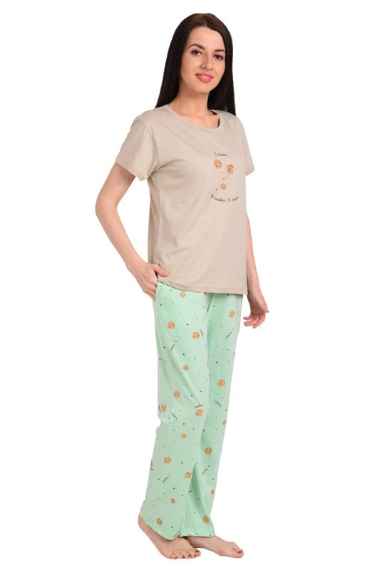 Image of Bedtime story Cotton Night Suit for Women Girls | Women's Cotton Printed Pant & Top Night Suit Set Pyjama Set Sleepwear Nightwear Nightdress Loungewear