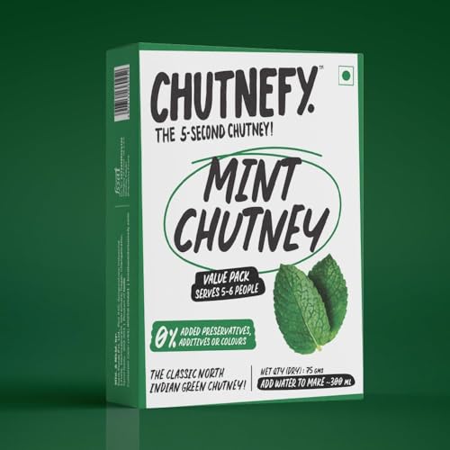 Image of CHUTNEFY|Mint (Hari /Pudina Dhaniya) Chutney Mix|100% Natural Ingredients|Pack of 2*75gms (Dry)|Add Water to make 300ml each|5-6 Servings Per Pack|Mild and mellow flavour for multi-purpose use