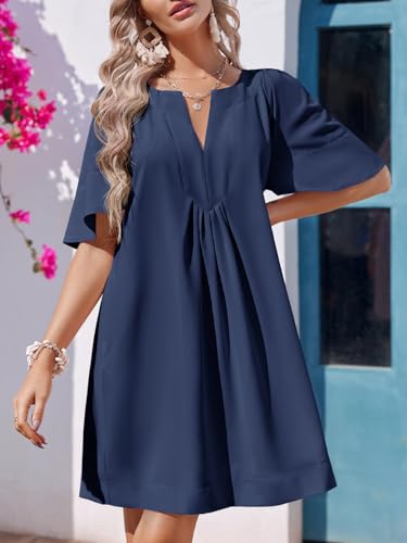 Wenrine Womens Flutter Short Sleeve Mini Dress Casual V Neck Loose Flowy Summer Dresses3