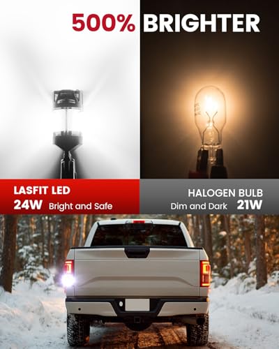 Image of LASFIT D2 3157 LED Bulbs Reverse Light, 3057 3156 4157 Back Up Lights Built in Resistor, Anti Hyper Flash Canbus DRL Turn Signal Parking Lights, No Load Resistor Need, 6000K Xenon White, Packe of 2