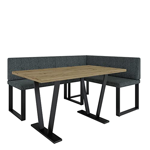Eckbank Akiko Metal mit Tisch - Eckbankgruppe für Ihrem Esszimmer, Küche...