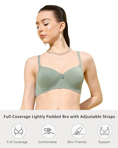 Image of Leading Lady Women Printed Lightly Padded Non Wired Seamless T-Shirt Bras | Adjustable Straps | Full Coverage | Everyday Bra (Pack of 1)