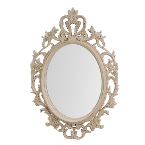 LOLAhome Espejo Cornucopia Ovalado Beige de plástico de 48x69 cm