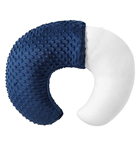 Image of QUENESS Nursing Pillow and Positioner, Breastfeeding, Bottle Feeding, Baby Sitting Support with Removable Ultra Soft Cover, Tummy Time Support for Baby Boys and Girls (Estate Blue)