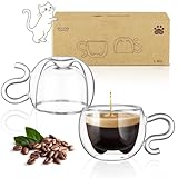 Photo Gallery ecooe 2 pezzi 130 ml bicchieri da caffè a doppia parete con simpatico gatto, regalo di compleanno per donne, uomini, mamme, bambini, tazza da caffè espresso per caffè freddo e latte Photo Gallery ecooe 2 pezzi 130 ml bicchieri da caffè a doppia parete con simpatico gatto, regalo di compleanno per donne, uomini, mamme, bambini, tazza da caffè espresso per caffè freddo e latte