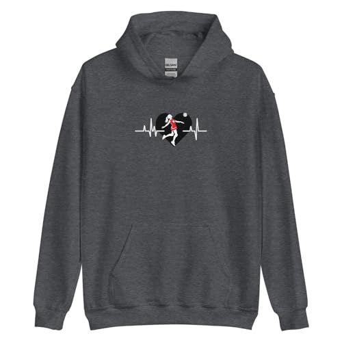 T-shirt volley-ball femme avec cœur résistant au froid, sweat unisexe gris foncé M