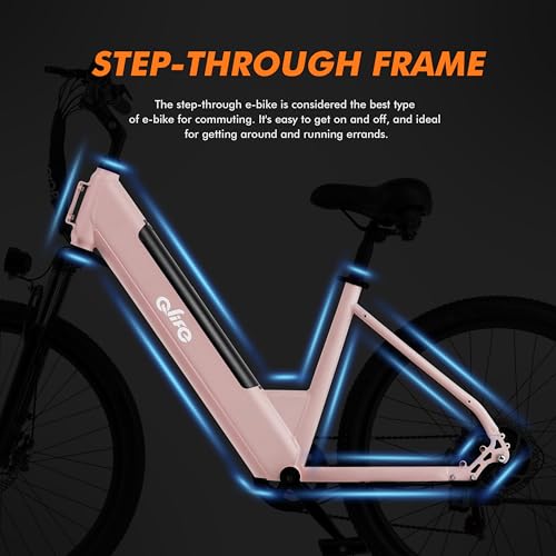Image of Qlife Cityone Electric Bike for Adults & Teens, Step-Through Commuter Ebike, 1000W Peak Motor, 55-Mile Range, 48V Removable Battery, 26-Inch City Tires, 7-Speed, Up to 20+ MPH