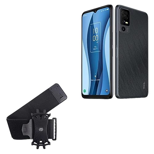BoxWave Holster Compatible with TCL 40 X - ActiveStretch Sport Armband, Adjustable Armband for Workout and Running - Jet Black