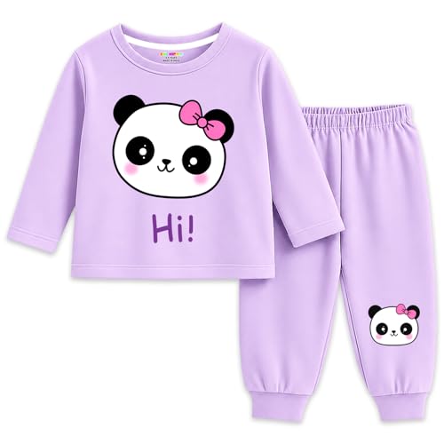 Image of Kuchipoo Girls Cotton T-shirts & Pajamas Set | Full Sleeve Printed Top & Pajama | Soft & Breathable Sleepwear | Comfortable Elastic Waist | Pack of 3