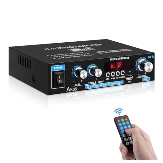 AK35 Amplificador Estéreo HiFi Bluetooth 5.0 Digital Mini Audio 300W 2.0 Canales con Bajo, Sintonizador Treble para Altavoz Home