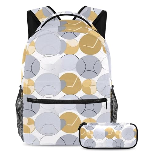 Cartable ensemble sac à dos fille garçon motif argenté doré