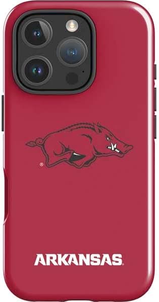 Skinit Impact Phone Case Compatible with iPhone 16 Pro Max - Officially Licensed University of Arkansas-Fayetteville Razorbacks Black Design