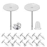 BEADNOVA Earring Hardware 180pcs 5mm Stainless Steel Earring Posts Flat Pad Ear Stud with Clear Rubber and Butterfly Stud Backs for Jewelry Making Ear Post DIY (5mm, Total 180pcs)