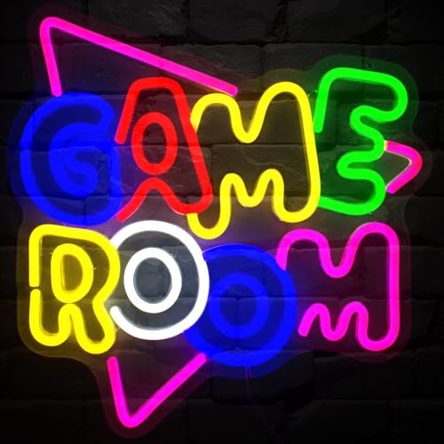 Image of Game Room Neon Sign, Colorful Led Neon Sign for Wall Decor, Light up Sign for Game Zone Partys with Dimmable Switch USB Powered for Bedroom Room Beer Bar Home (13.2 X 14 Inch)