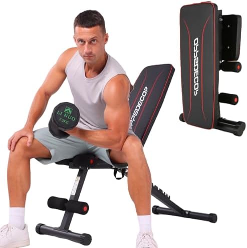 OPPSDECOR Foldable Adjustable Weight Bench, 8 Adjustable Backrest...
