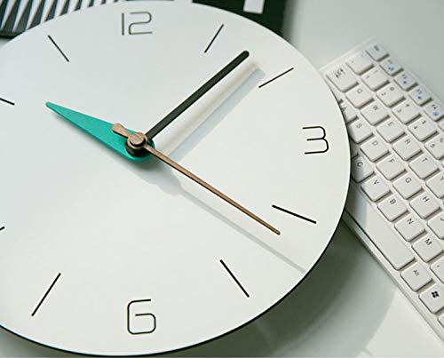 Stephanie Imports Modern Minimalist White & Teal Green Silent Wall Clock #TOP4