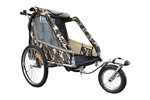 PAPILIOSHOP Leon Kinderanhänger Fahrradanhänger Jogger von 1 oder 2 Kinder (Tarnung)