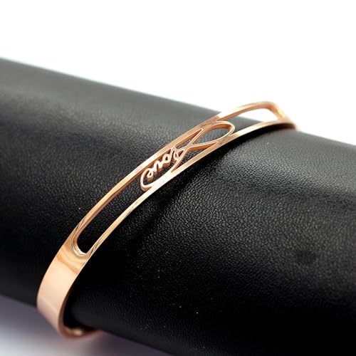 Image of Uloveido Infinity Love Bracelets for Women Rose Gold Plated Stainless Steel Bracelet for Lady Mom Anniversary Birthday Gifts with Letter Love Y468