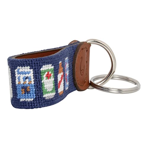 Image of Leather Hand-Stitched Needlepoint Key Fob or Key Chain