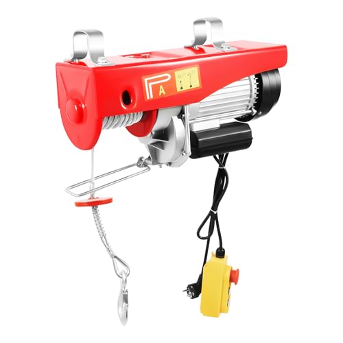 Verricello elettrico, 1000 kg, 220 V, 1600 W, per argano elettrico, corda singola 12 metri, 500 kg, doppia fune 6 metri, 1000 kg, cavo con interruttore di emergenza, diametro corda 6 mm