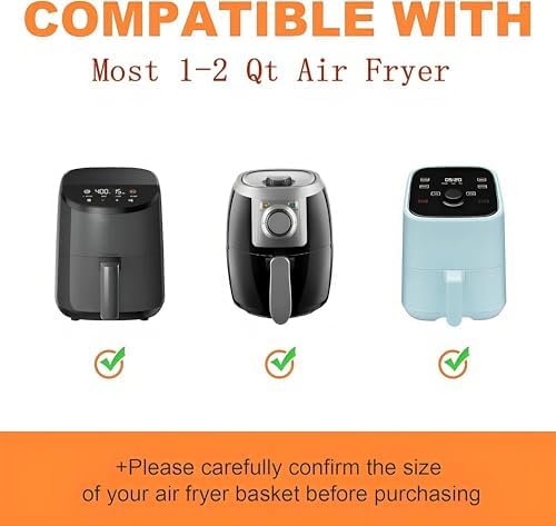 Air Fryer Silicone Liners for 1-2 Qt Air Fryers, 3 Pack Square Non-Stick Reusable Small Airfryer Liner Silicone Pot Basket Bowl Tray Air Fryer Accessories for COSORI, Ninja, CHEFMAN