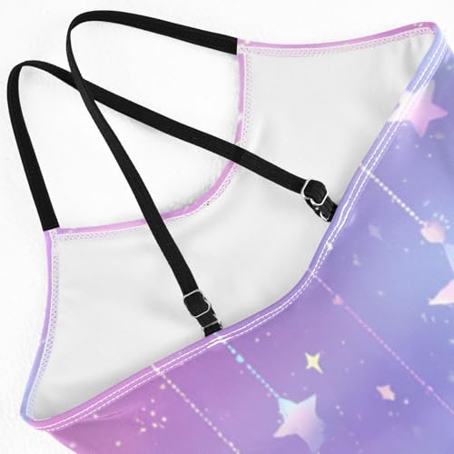 susiyo Red Purple and Blue Stars Girls One Piece Swimsuits with Adjustable Straps Bathing Suits for 3-10 Years Old4