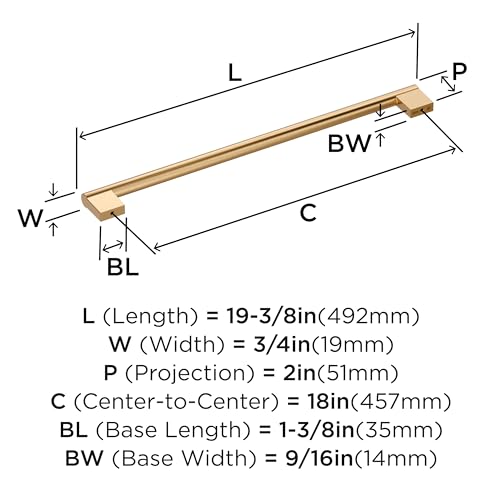 Amerock Versa 18 inch (457 mm) Center to Center Champagne Bronze Appliance Pull, BP55535CZ by Amerock - Image 3