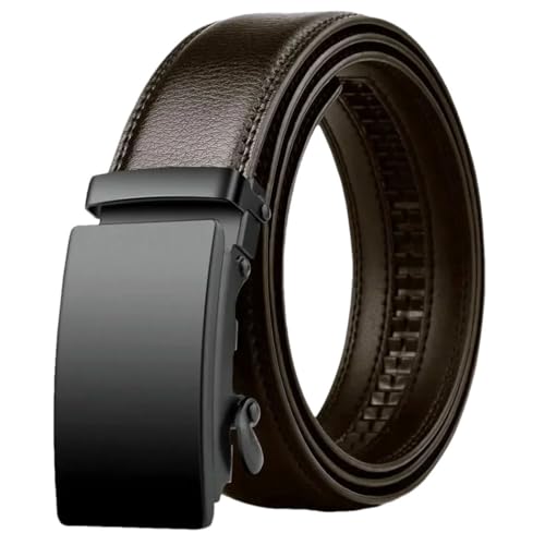 Men Classic Cowhide Leather Belt with Alloy Buckle for Daily Pants