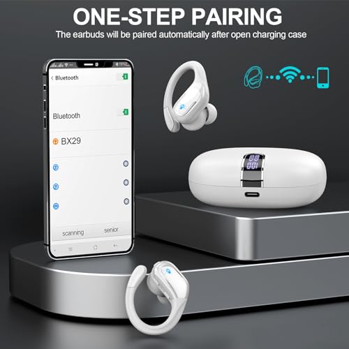 Image of Rulefiss Wireless Earbuds Bluetooth Headphone Sport, Bluetooth Earbuds 14.2mm Driver Stereo Over Ear Buds, Noise Cancelling Earphone, IP7 Waterproof Headset for Workout /Running