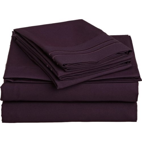 Elegant Comfort 1500 wątków egipskiej jakości 4-częściowe zestawy prześcieradeł, Queen, głębokie kieszenie, fioletowy