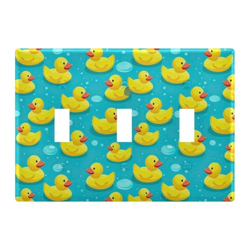 Light Switch Cover Cute Yellow Duck Wall Plates for Electrical Outlets 3 Gang 202b3318