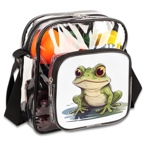 QsirBC Lovely Frogs Clear Crossbody Bag Stadium Approved PVC Purse Bag Transparent Messenger Shoulder Bags for Concert Sports Events Work2