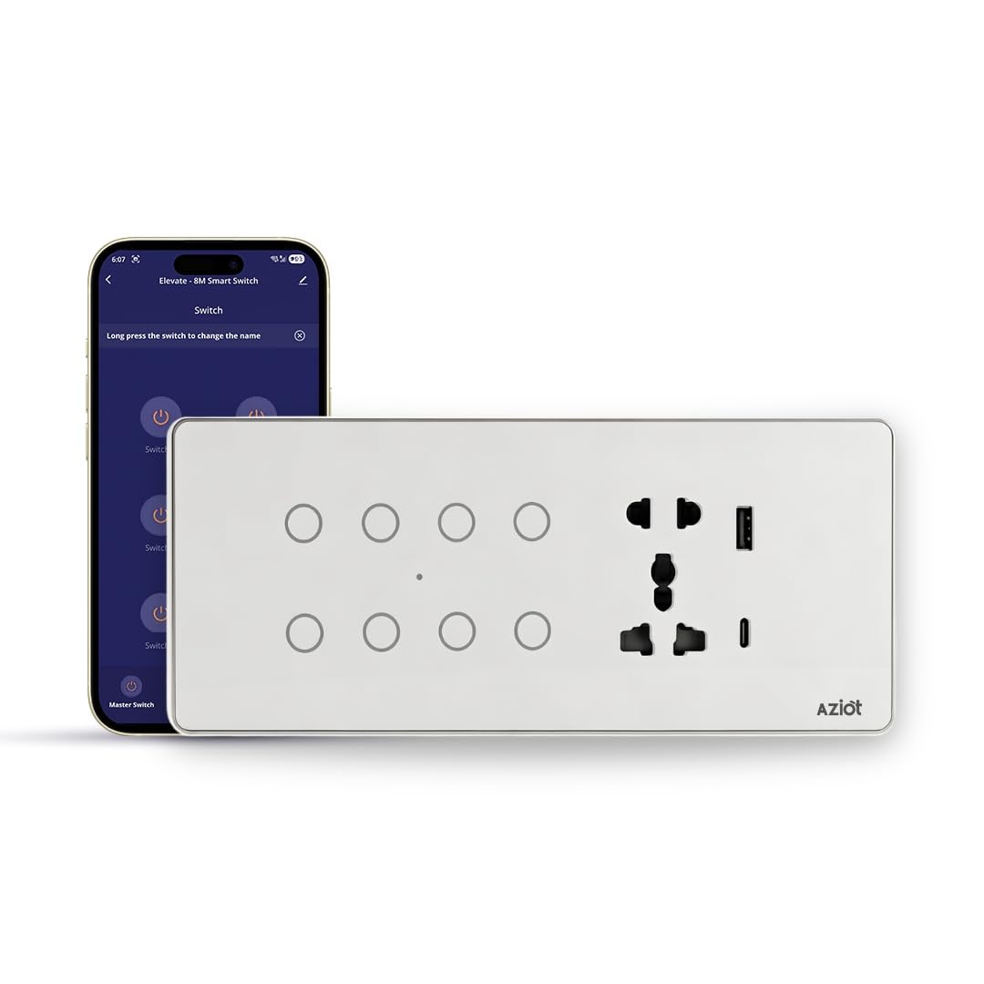AZIOT Smart Premium Toughened Glass Touch Switch Panel | Elevate 8 Module (8 Switch + Socket) | WiFi + BLE | No Hub Required | Compatible with Alexa, Google Assistant & Siri | White-picture-10