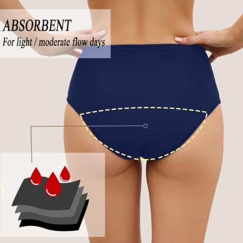 Image of Leoparts Period Swimwear Leakproof Bikini Bottoms Black High Waisted Coverage Swimsuit Bottom for Girls Teens Women