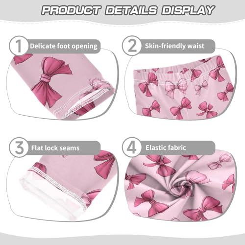 Girls Leggings Pink Bows Printed Soft Toddler Leggings for Girls Kids Pants Size 4T-10T3