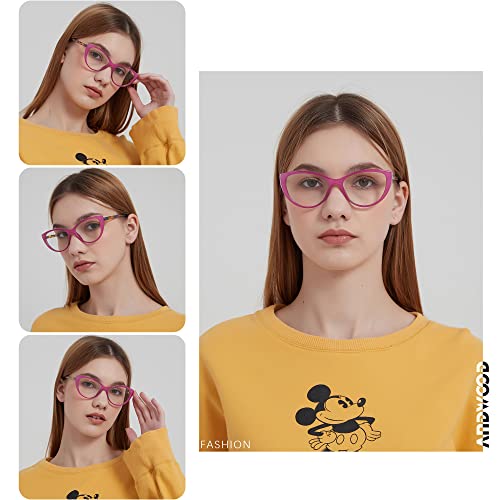 Image of ANDWOOD Blue Light Blocking Glasses Women Bluelight Blocker Computer Cateye Clear Cat Eye Eyeglasses Frame AR003