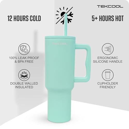 Image of Tumbler with lid and Straw 1200ML Cup Stainless Steel Hot and Cold with Handle and Lid 2 Straw Vacuum Insulated Tumbler for Water, Iced Tea or Coffee Office Gym Travelling