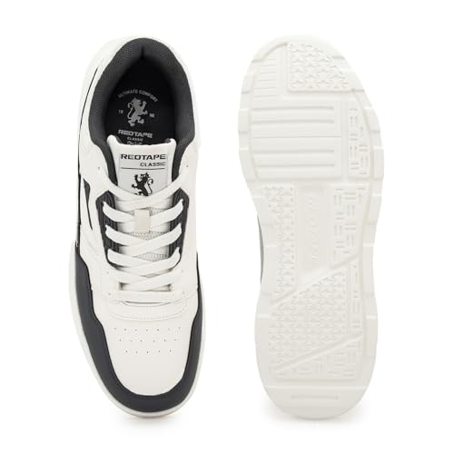 Image of Red Tape Men's Sneakers Blue Pu Mesh Round Toe Lace-Up Lightweight Comfort