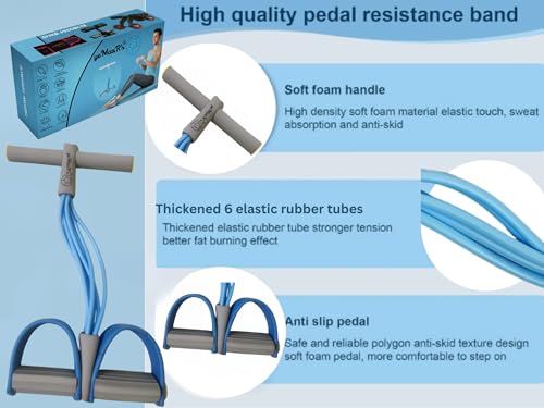 Image of yeMaaR's 6 tube Exercise Equipment Set Tummy Trimmer Yoga Pedal Puller Resistance Band Tube Stretching Band Pilates & Home Workout Equipment for Men & Women Fitness Weight Loss Strength Training Gear