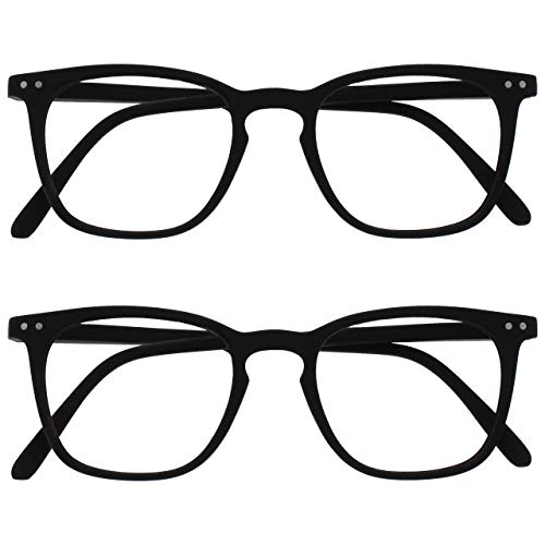 OPULIZE Bex Pack 2 Hommes Lunettes De Lecture Grand Designer Style Noir Mat RR64-1 +1,00